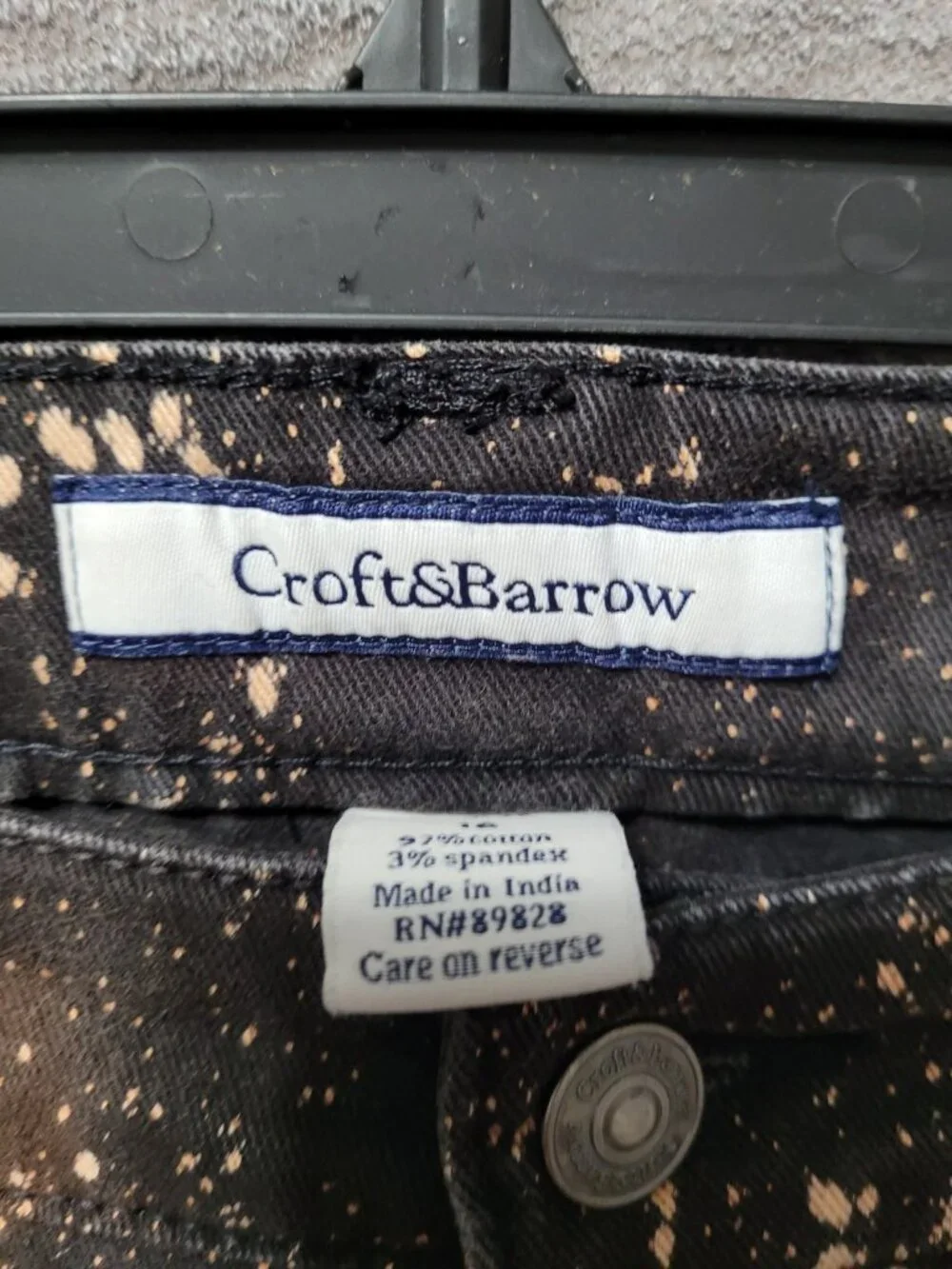 Vtg Y2K Croft&Barrow Womens Bleached Jeans 16 Stretch Straight Leg Black Orange - Picture 12 of 14